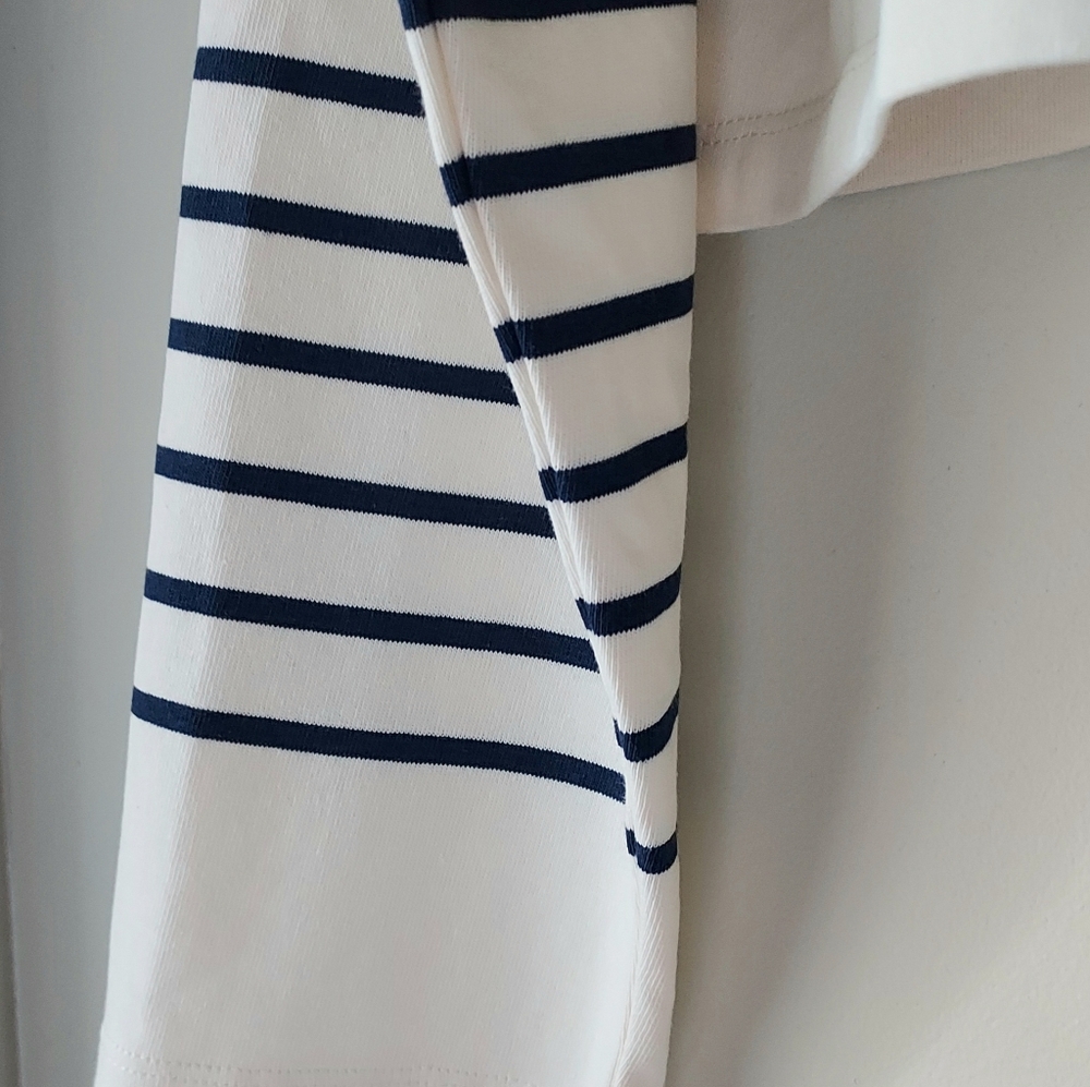 J. Crew Striped Cropped Boatneck Top Size Small Mariner Cotton Button Shirt - Picture 6 of 12